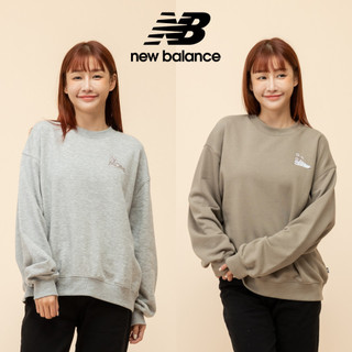 【New Balance】 NB 棉質長袖上衣 女性 灰/深褐色 WT51913AG/WT51913DOK