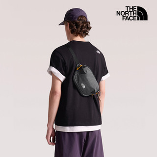 The North Face北面男女款灰黑拼接雙拉鍊休閒腰包｜8GJFWUO