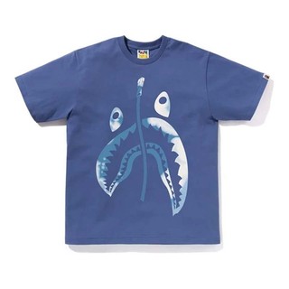 BAPE TIE DYE SHARK HEAD TEE 暈染變形拉鍊鯊魚 短袖 短T 藍色 1L30110044-NY