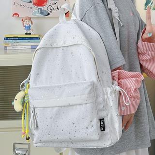 🎒星星紋後背包 女生大容量雙肩包 15吋筆電後背包 學院風書包 韓系ins後背包 學生上課包 簡約百搭旅行背包