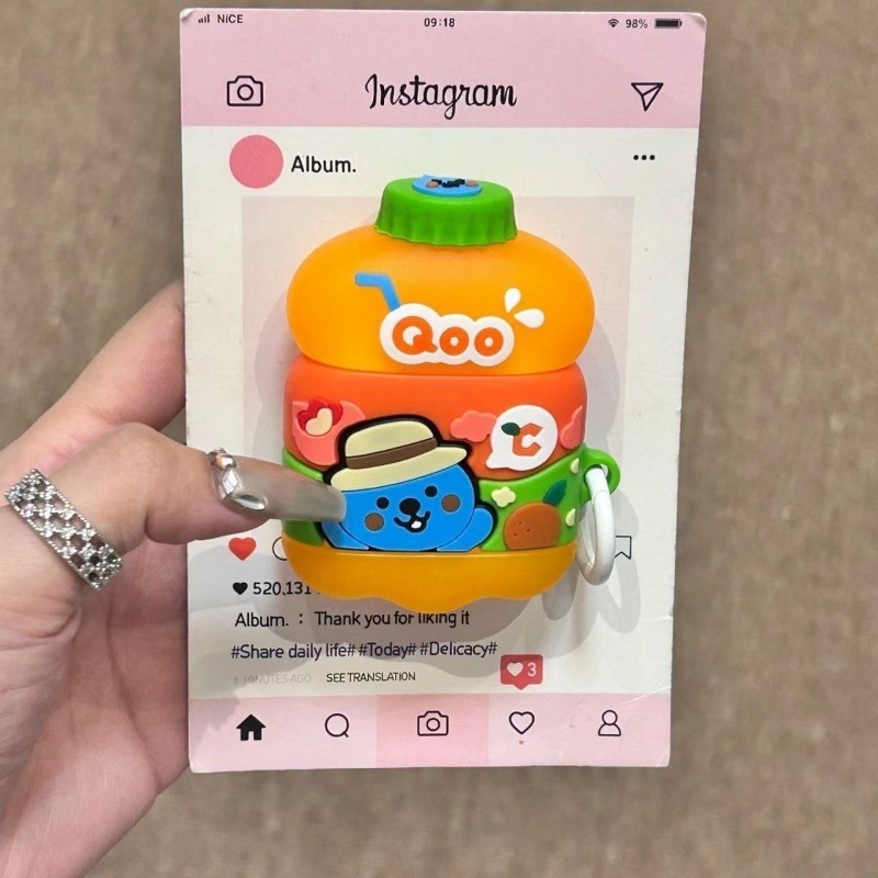 Qoo 創意酷兒橙汁 蘋果 AirPods Pro3 4代 pro2  Pro 保護套 3代 2代 1代 耳機殼 耳機套