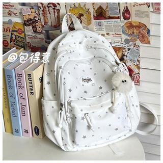 星星印花書包大容量少女可愛國中 國小高顏值揹包大學生通用雙肩包尼龍防潑水書包 開學包