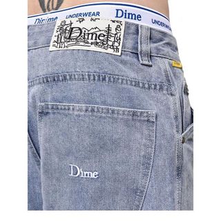 DIME牛仔褲滑板潮流直筒寬鬆長褲baggy denim pants刺繡牛仔長褲
