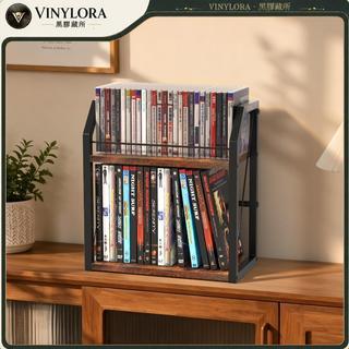 CD+DVD桌面收納架CD展示架DVD收納架雙層鐵木架唱片架子/VINYLORA 黑膠藏所
