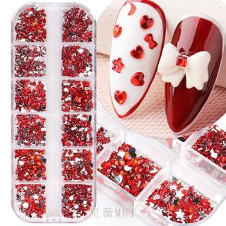 星薇MUI 首創新品 美甲配件材料工具DIY美甲飾品鑽ins紅色愛心樹脂鑽銀黑異性鑽指甲DIY造型nail PONO