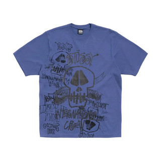 Stussy Skulls Pig Dyed Tee 水洗骷髏 短T 藍色