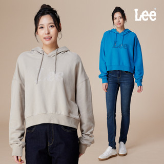 Lee 大LOGO短版帽T 女 卡其 藍色 LB511035