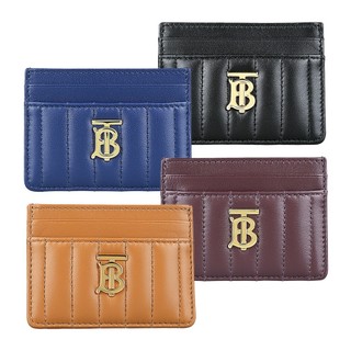 BURBERRY LOLA金字TB LOGO絎縫線條設計羊皮卡片夾(多色)