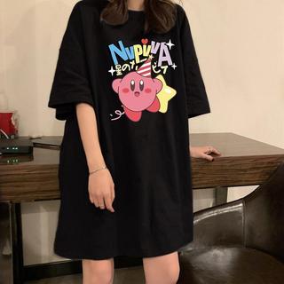 臺灣熱賣✨夏天睡衣女可愛星之卡比睡裙夏季棉質t恤女寬鬆大碼可外穿家居服