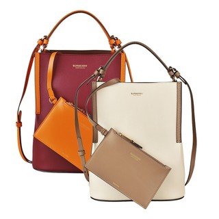 BURBERRY SM BUCKET壓印LOGO小牛皮斜背水桶包(兩色)