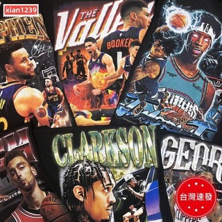 免運 NBA短袖 潮流短袖 NBA籃球周邊 NBA球星球衣T恤 三球庫裡科比布克莫蘭特烏雷美式vintage短袖