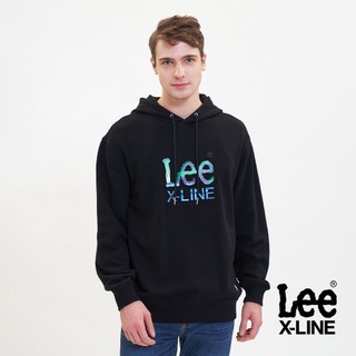 Lee 壓膜噴割LOGO寬鬆版帽T 男 X-LINE LL220410 銀河灰455 騎士黑K11