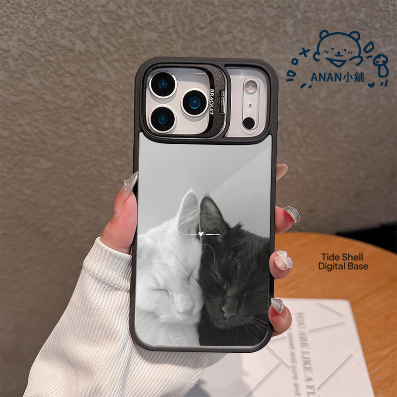 黑白貓眯 磁吸隱形支架鏡頭防摔手機殼保護殼適用於 iPhone 17 Air 16 15 14 13 Pro max