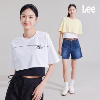 Lee 線條LOGO兩件式短版短T 女 黑色 黃色 LB602074