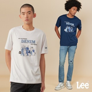 Lee 涼感 DENIM卡通短T 男 白色 深藍 LB502009