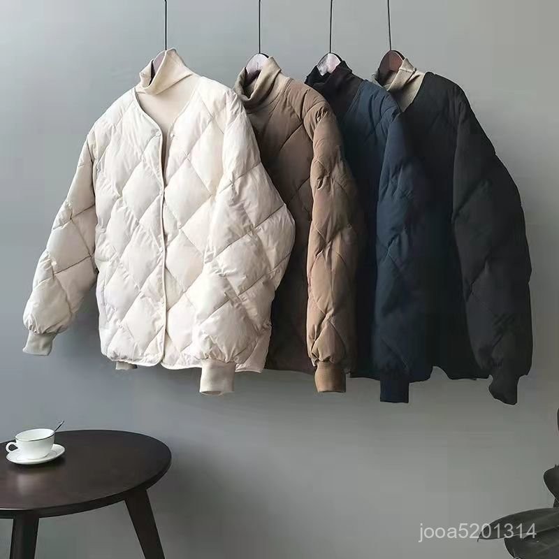 【MR.男先生】臺灣出貨 免運 女棉服 外貿暢銷菱格棉服女短款2025冬季新款麵包服爆款羽絨棉衣無領棉襖 8V8N