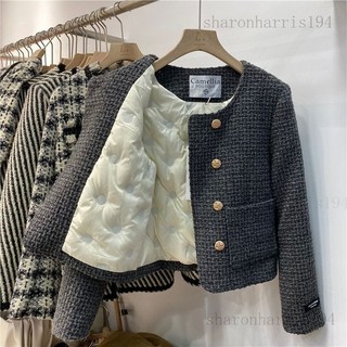 台灣🔥 小香風外套..小香風羽絨外套.小香風女裝.小香風.小香外套.韆金外套.羽絨內裡加厚小香風外套女鼕季小眾短外套