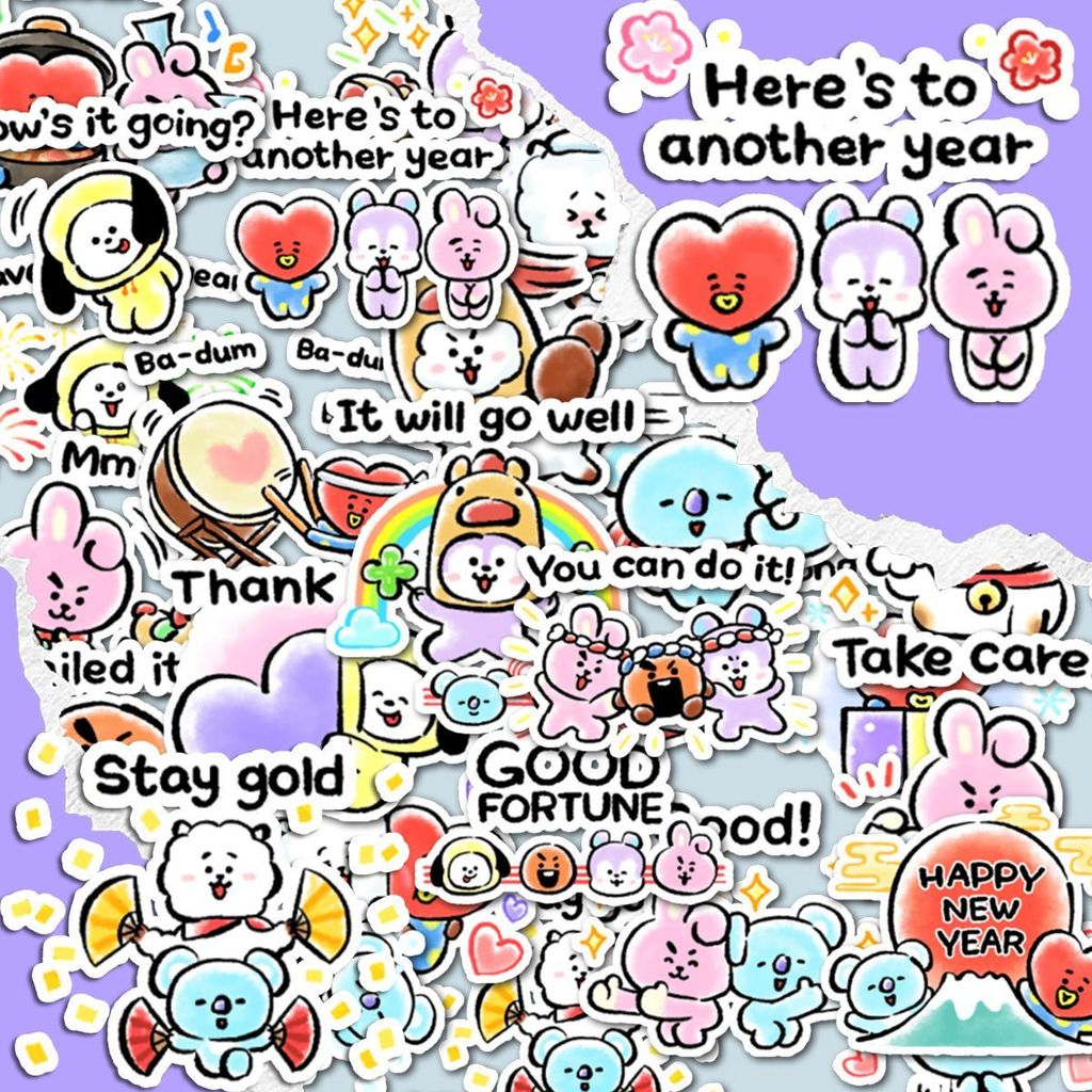 🆕【BTS防彈少年團周邊】BT21/全員Q版獨立切模貼畫 高清厚實防水貼紙 手賬DIY裝飾