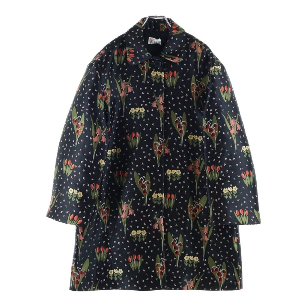 RED VALENTINO 紅色瓦倫提諾 花卉刺繡 大衣 輕便外套 黑色 MR3CA105 日本直送 二手