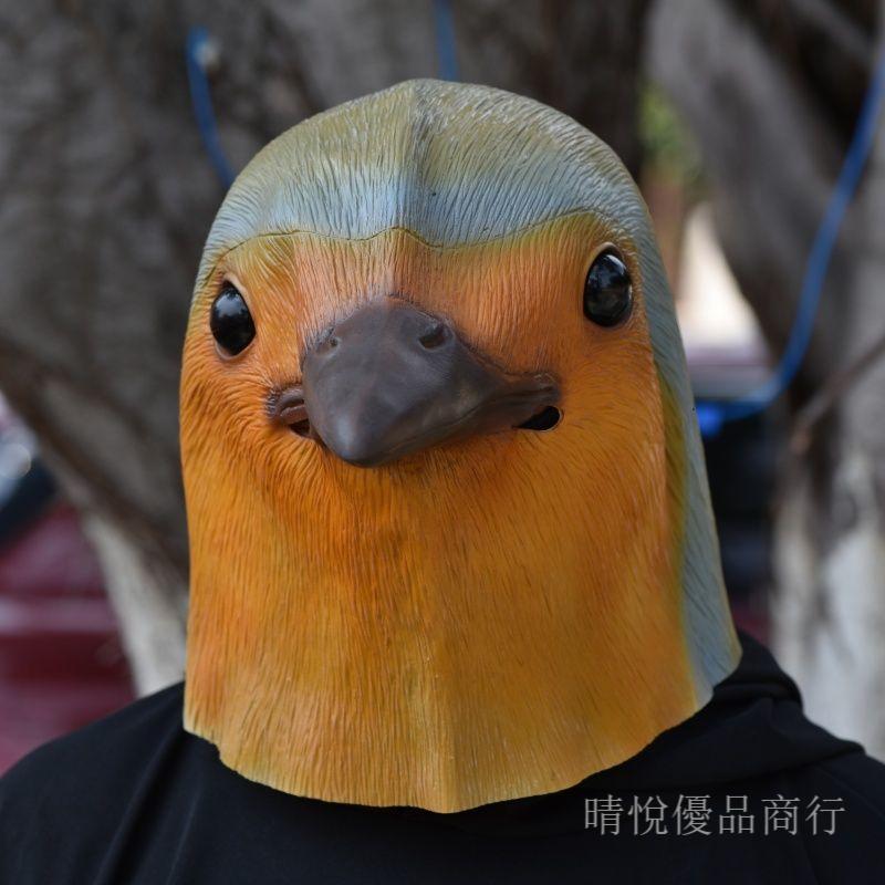 搞笑禮物 沙雕頭套 沙雕魚頭套 惡搞 搞笑 羅賓鳥仿真動物生態表情道具萬聖節乳膠面具狂歡派對錶演遊戲周邊