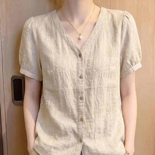 【上衣】 上衣 短袖上衣 棉麻上衣 V領上衣 夏季上衣 女裝上衣 法式上衣 通勤上衣 顯瘦上衣 輕薄上衣 氣質上衣