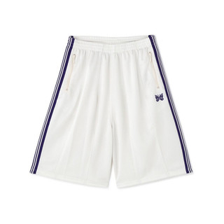 NEEDLES 別注款 H.D. TRACK PANTS SHORTS 寬版短褲 刺繡蝴蝶 白紫 SX1522-IE