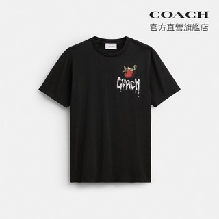 【COACH】棉質蘋果圖案經典T恤-黑色(CEM20)｜官方直營
