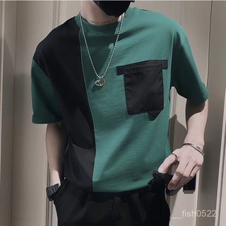 ✨川崎先生✨潮男T恤男士夏季短袖潮牌髮型師高級感 圓領短t韓版夏季衣服 短袖上衣 修身上衣 小版男裝 短袖T-shirt