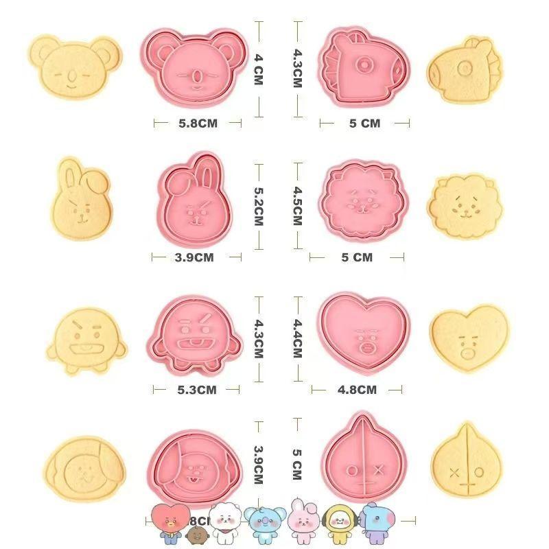 ⚡️小象嚴選⚡️8件套 BT21防彈少年團餅乾模具可愛卡套立體DIY按壓烘焙工具BTS