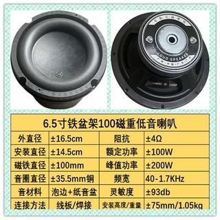 6.5吋超重低音喇叭 長衝程 大功率 家用改裝 車用音響 重低音喇叭