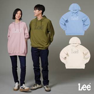 Lee 大LOGO帽T 男女適穿 軍綠 藍色 粉色 卡其 LB411047