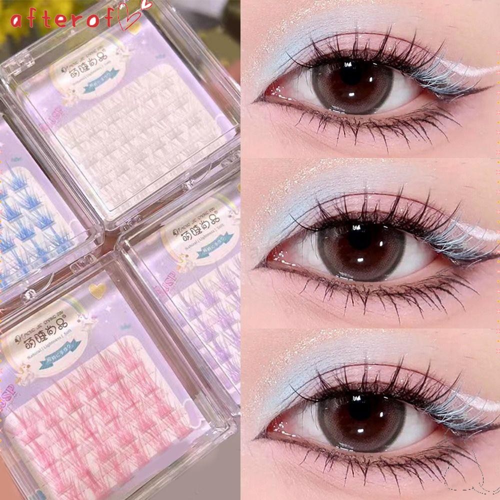 AFTEROF 分段睫毛、水貂毛軟莖彩色睫毛、辣妹睫毛自然彩色纖細單根睫毛延長睫毛