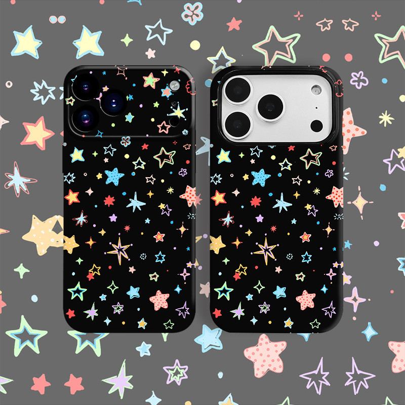 ZX甄選✨17手機殼 適用蘋果17手機殻新款黑底星星華為oppo/vivo小米iPhone16二閤一