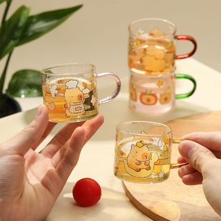 CIYI瓷宜 🤍藍蓮花迷你杯子ins風玻璃小茶杯耐高溫高顏值小杯卡通高硼矽水杯
