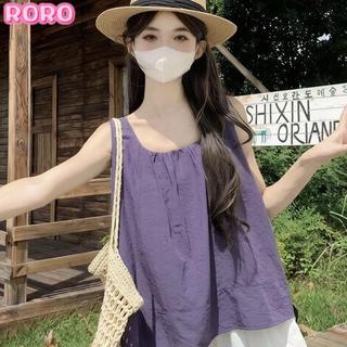 RORO🔸大碼夏季背心 紫色多巴胺系顯瘦無袖上衣女夏時尚娃娃衫漂亮高級感穿搭巨好看