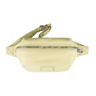 BURBERRY經典橡膠Logo尼龍拉鍊胸包腰包(金蜜)