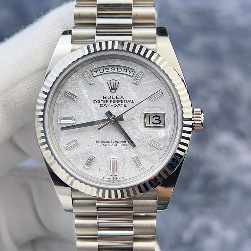 隕石日曆盤 冰糖刻度白金鑽手錶Rolex星期勞力士型男228239-0055