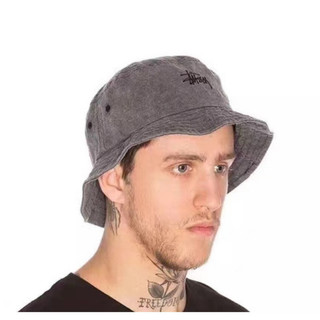 YYJX./ Stussy Stock Washed 單寧水洗灰 黑色刺繡logo 漁夫帽 露營 IU BTS