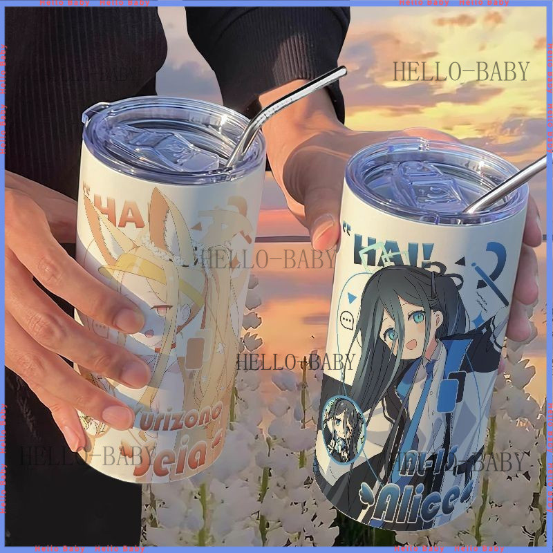 【卡通動漫保溫杯】蔚藍檔案動漫週邊保溫杯帶吸管咖啡杯不銹鋼隨手杯便攜ins高顔值