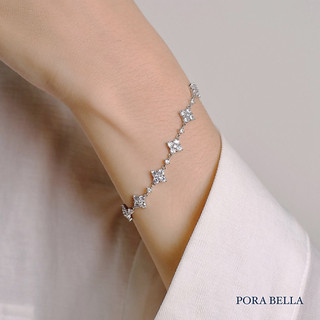 《Porabella》S925純銀鋯石幸運四葉草手鍊 日系輕奢氣質款手鍊 森林系滿鑽手環 送女友 Bracelets