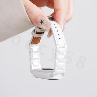 適用小米手環10/9pro陶瓷拼皮錶帶華為Fit4/紅米/vivo/OPPO/蘋果替換腕帶 手環錶帶 腕帶