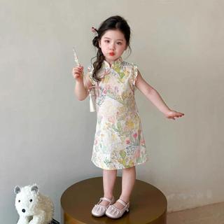 ✨Dora朵拉童舖✨女童夏季旗袍 兒童國風唐裝 薄款洋裝 款寶寶夏季漢服連身衣裙6705