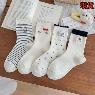 【台灣出貨】Hello Kitty刺繡中筒襪 女 可愛 少女 日系 堆堆襪 ins潮 無骨襪 hello kitty襪子