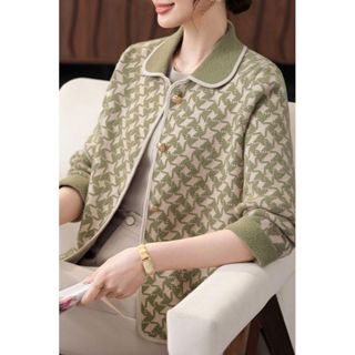 【雅韻衣櫥】中年媽媽春裝外套中老年人女春秋針織夾克闊太太開衫印花上衣洋氣