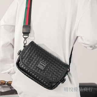 斜背包男士 側背包男 真皮包包 男生郵差包 老花包 老錢風 小ck新款真皮時尚編織斜挎包單肩高級小方包男包包韓版揹包手機