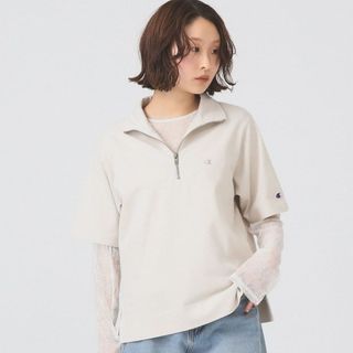 Champion × Ray BEAMS / 別注 女裝 半拉鍊 短袖 上衣