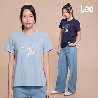 Lee 草寫花朵短T 女 淺藍 深藍 LB602057