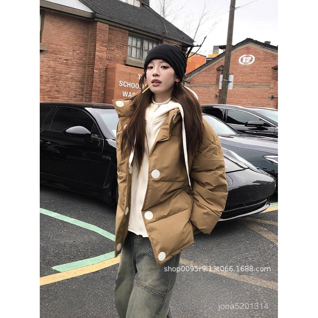 【MR.男先生】臺灣出貨 免運 女秋冬羽絨服 2025年冬季新款女羽絨棉服休閒麵包服魔術貼拚色假兩件棉衣外套 HFZ