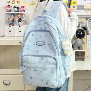 🎒星星圖案後背包 女生書包 大容量雙肩包 森系少女背包 學生後背包 國中高中書包 校園旅行背包 書包女 後背包女