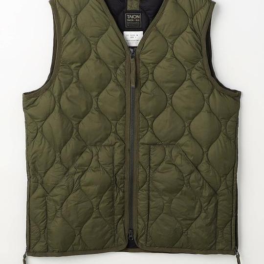 FREAK'S STORE 軍風V領雙拉鍊羽絨馬甲-軟殼 / TAION-001ALSZML-1